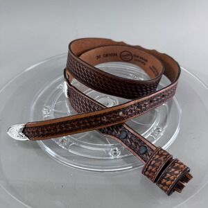Silver Creek Classics Womens Leather Western Belt Heart Conchos‎ Basketweave 36